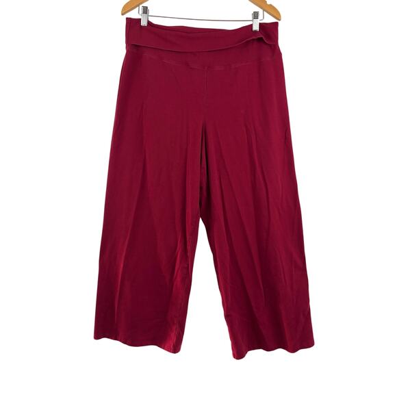Eileen Fisher Soft Red Stretchy Wide Leg Casual Pants Womens LARGE - Picture 1 of 12
